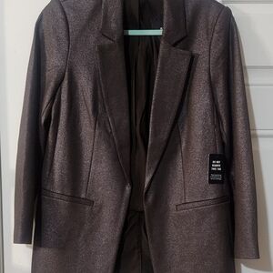 Express Columnist Shine Open Front Blazer - Expresso Brown NWT